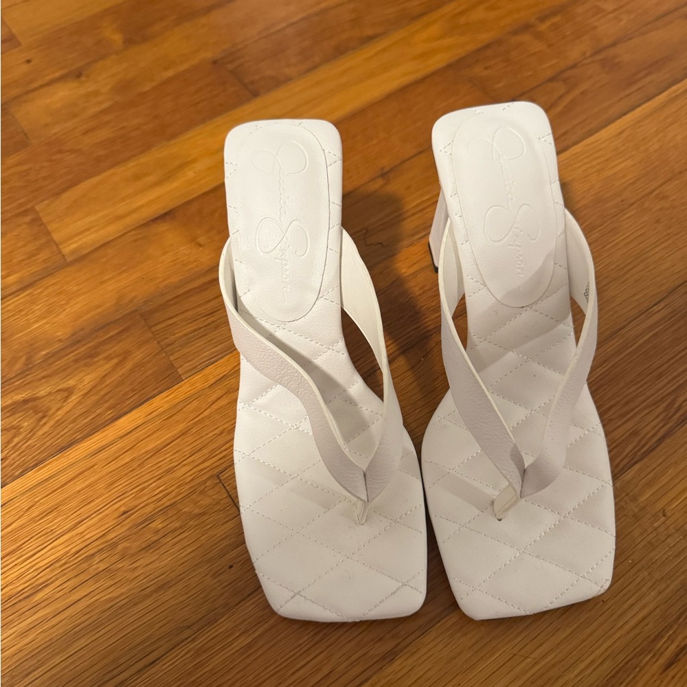 Jessica Simpson White Quilted Heeled Sandals